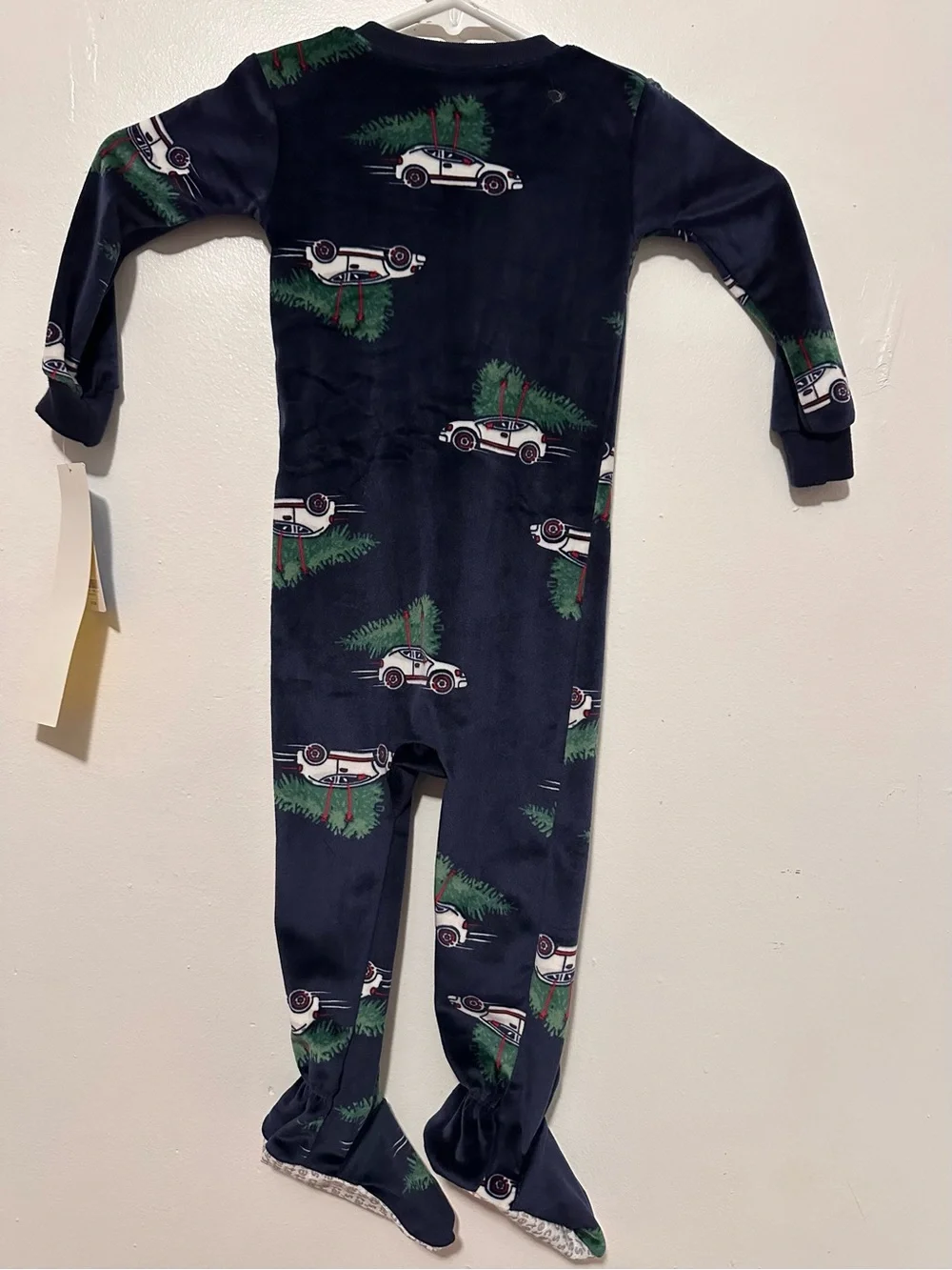 Carter's Navy One-Piece Footed Pajama with Tree & Car Print